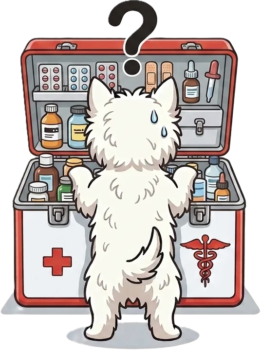Pelo davanti alla cassetta delle medicine